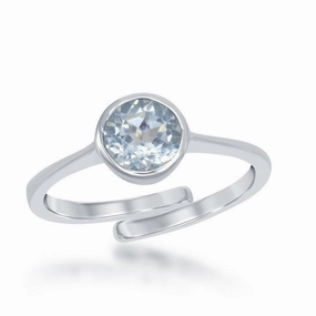 Sterling Silver "December" Blue Topaz Bezel Set Ring