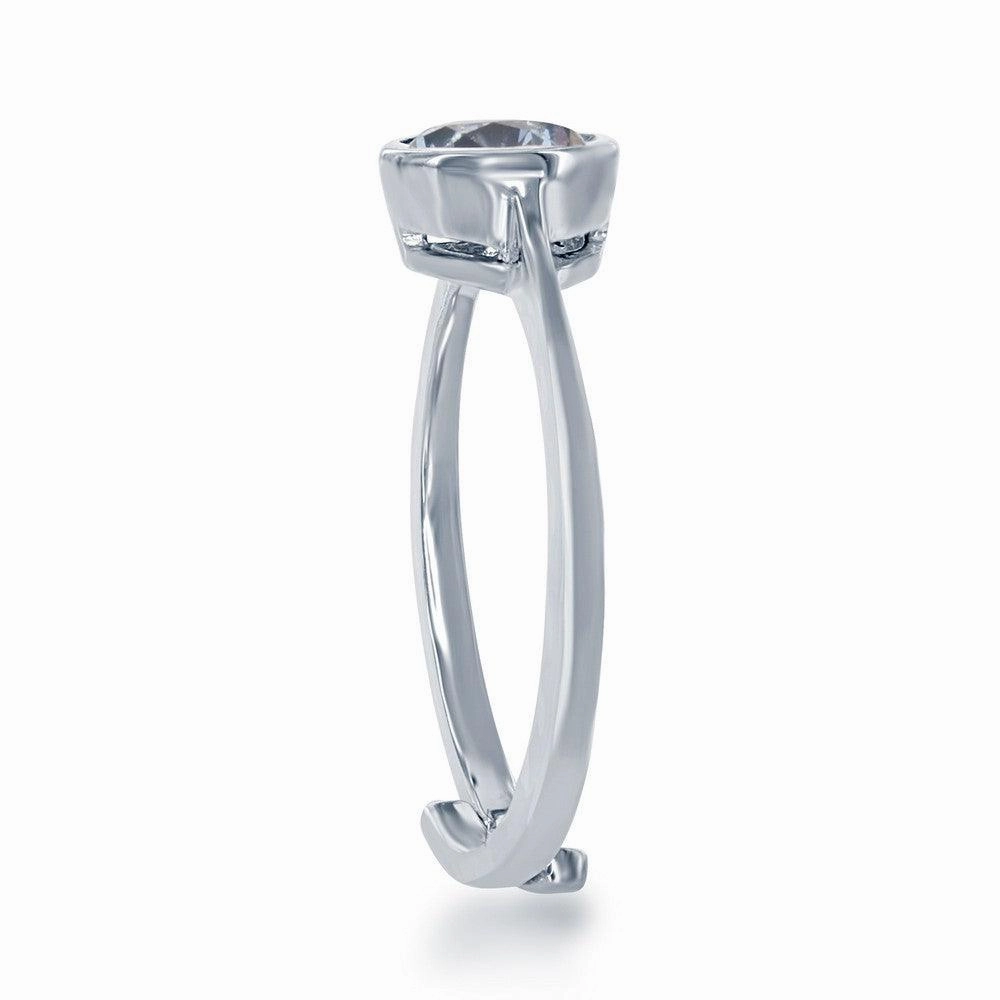 Sterling Silver "March" Aquamarine Bezel Set Ring
