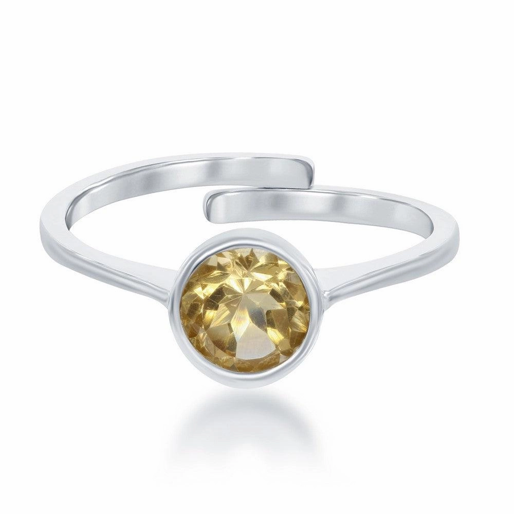 Sterling Silver "November" Citrine Bezel Set Ring