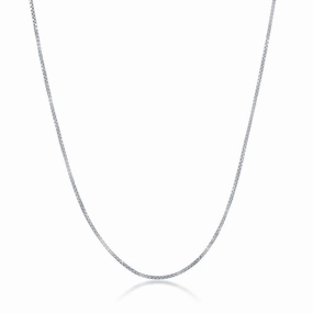 Sterling Silver Rhodium Plated 0.85mm Box Chain, 18"