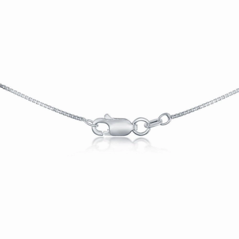 Sterling Silver Rhodium Plated 0.85mm Box Chain, 18"