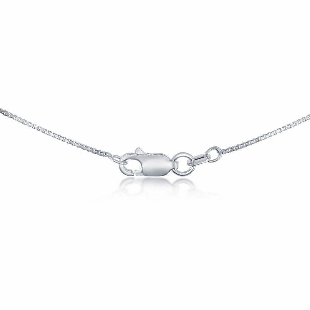 Sterling Silver Rhodium Plated 0.85mm Box Chain, 24"