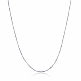 Sterling Silver Rhodium Plated 0.85mm Box Chain, 24"