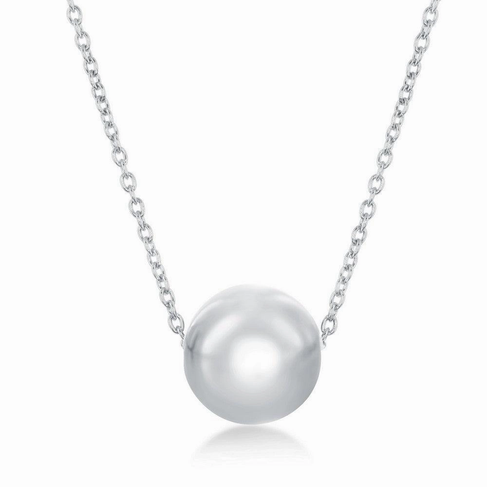Sterling Silver Rhodium Plated 10mm Bead Necklace