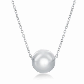 Sterling Silver Rhodium Plated 10mm Bead Necklace