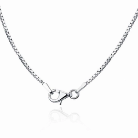 Sterling Silver Rhodium Plated 1.3mm Rhodium Box Chain, 18"