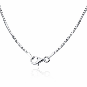 Sterling Silver Rhodium Plated 1.3mm Rhodium Box Chain, 20"