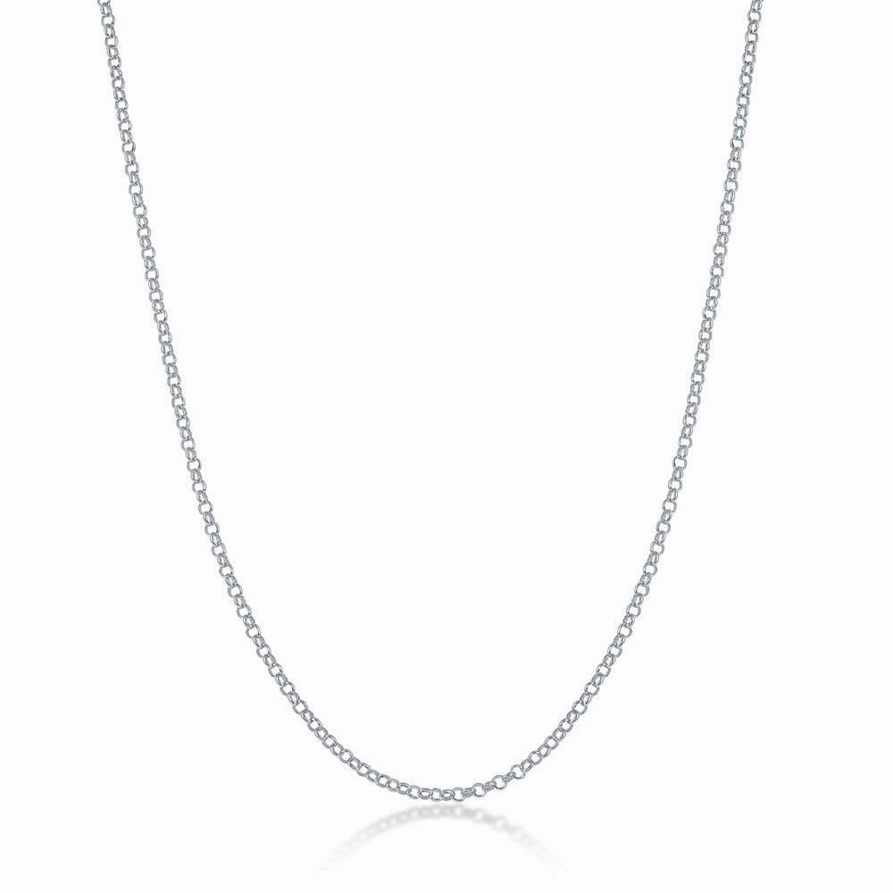 Sterling Silver Rhodium Plated 1.5mm Rolo Chain, 18