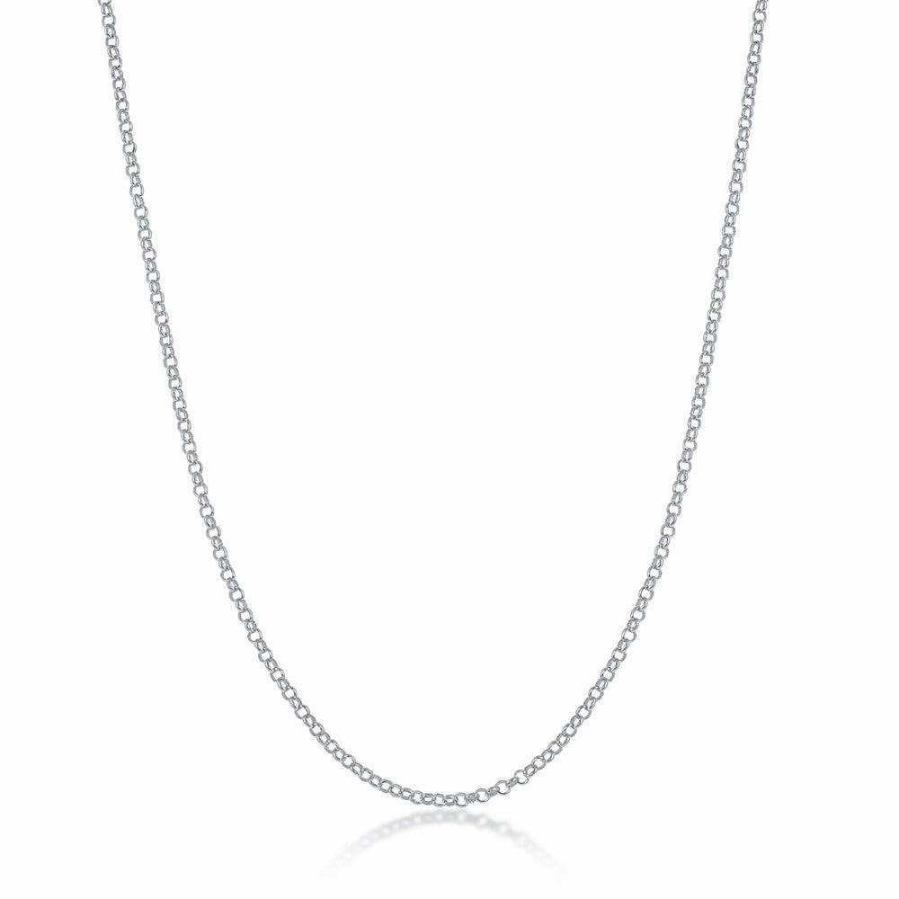 Sterling Silver Rhodium Plated 1.5mm Rolo Chain, 24