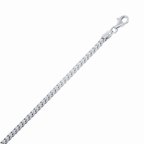 Sterling Silver Rhodium Plated 2.5mm Franco Chain, 20"
