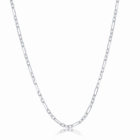 Sterling Silver Rhodium Plated 2mm Anchor Chain, 24"