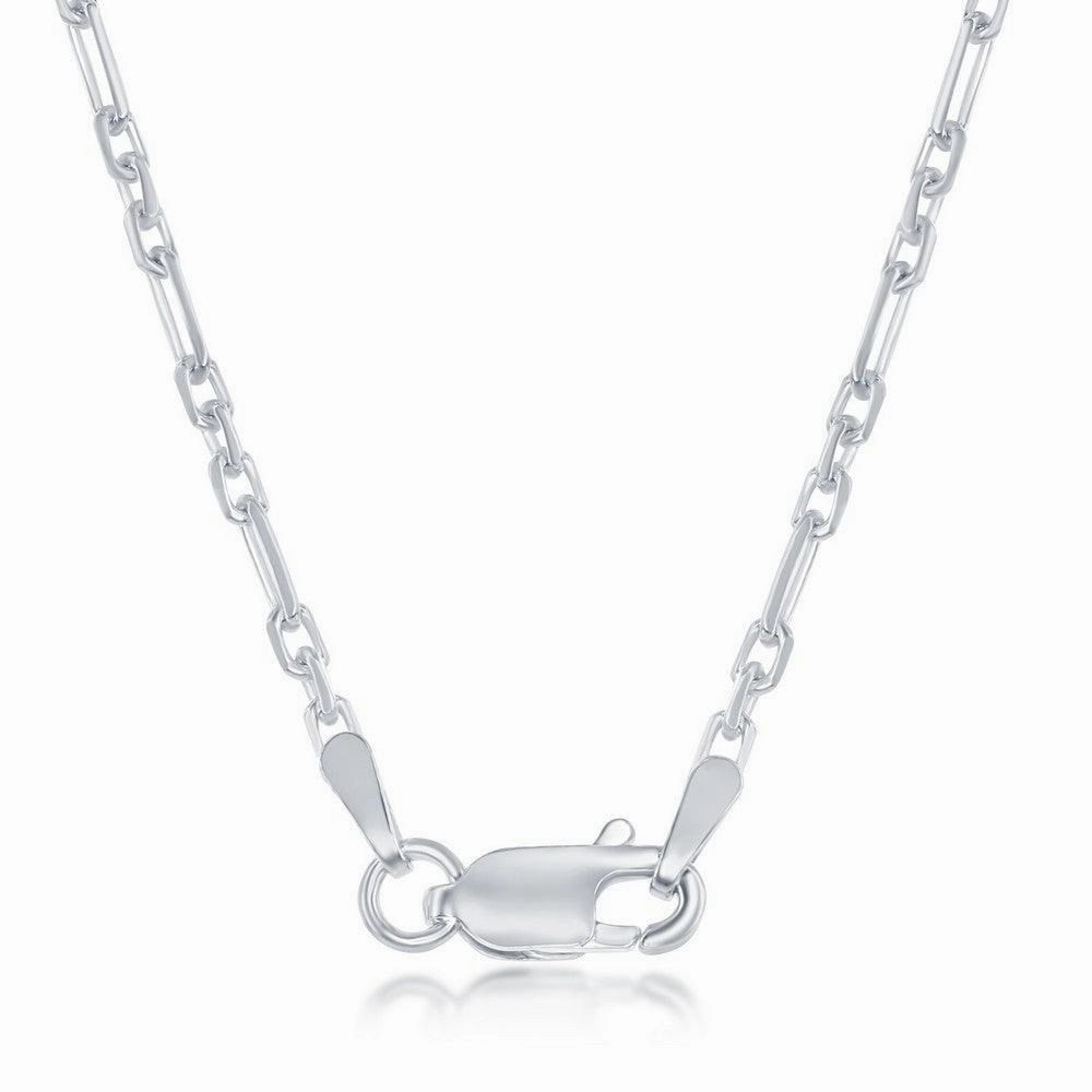 Sterling Silver Rhodium Plated 2mm Anchor Chain, 24"