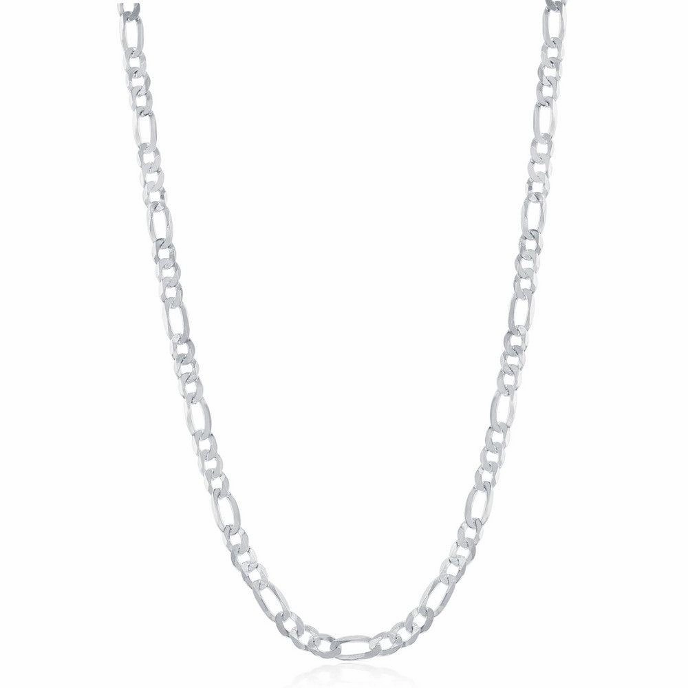 Sterling Silver Rhodium Plated 3.3mm Figaro Chain, 18"
