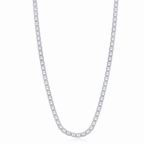 Sterling Silver Rhodium Plated 3.5mm Flat Marina Chain, 20"