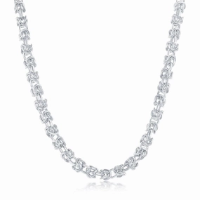 Sterling Silver Rhodium Plated 3mm Open Byzantine Chain, 20"