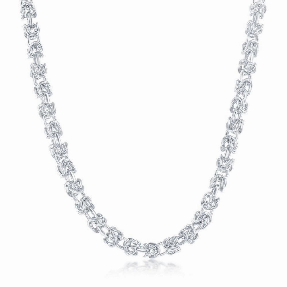 Sterling Silver Rhodium Plated 3mm Open Byzantine Chain, 20"