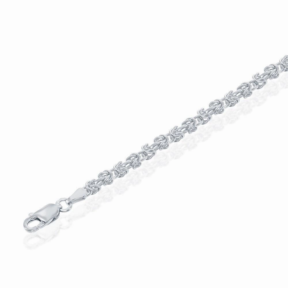 Sterling Silver Rhodium Plated 3mm Open Byzantine Chain, 20"