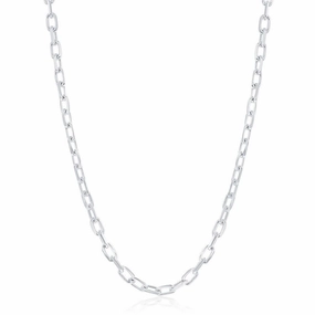 Sterling Silver Rhodium Plated 4.1mm Anchor Chain, 22"