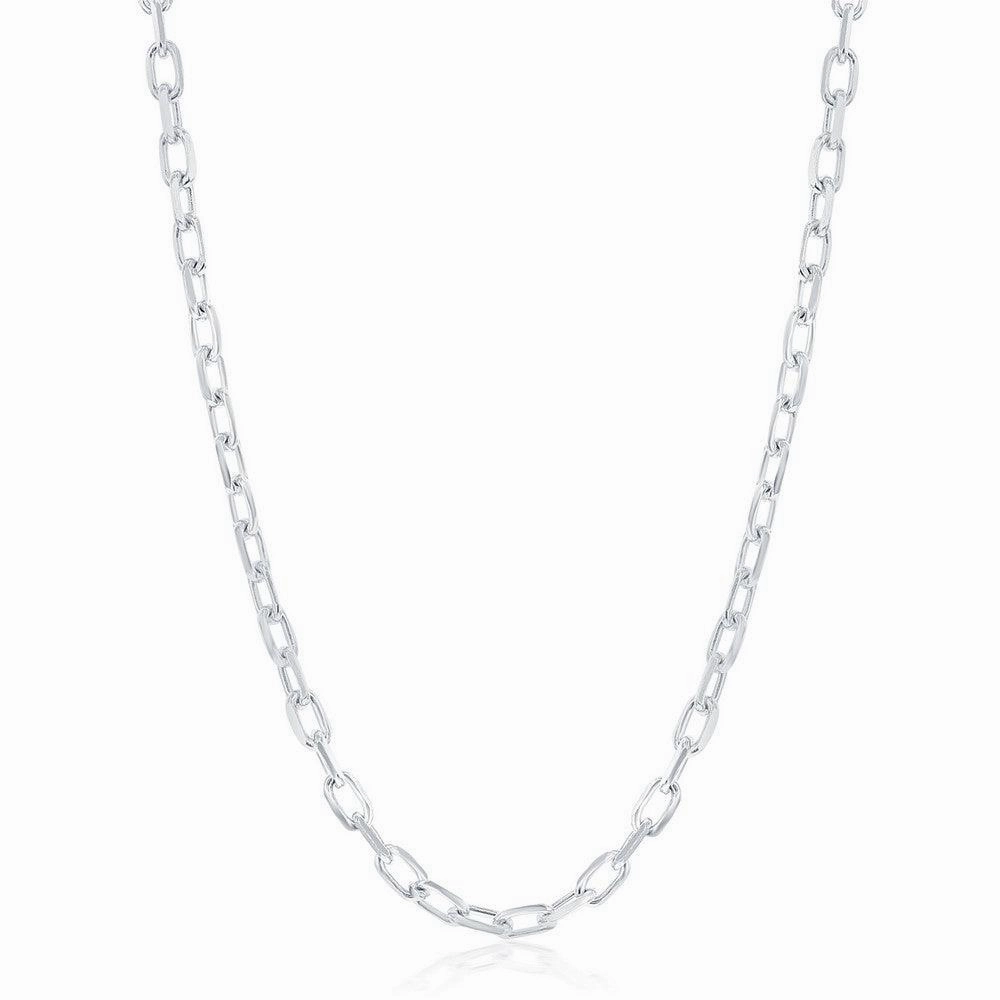 Sterling Silver Rhodium Plated 4.1mm Anchor Chain, 22"