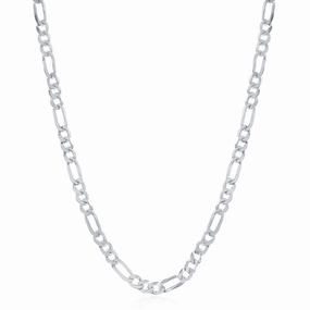 Sterling Silver Rhodium Plated 4.2mm Figaro Chain, 16"