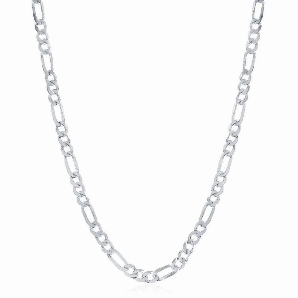 Sterling Silver Rhodium Plated 4.2mm Figaro Chain, 16"