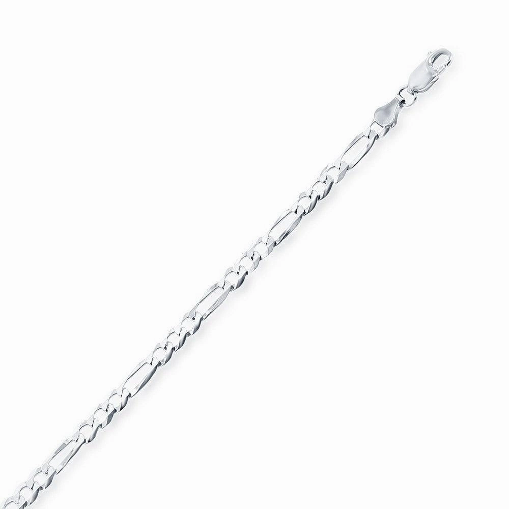 Sterling Silver Rhodium Plated 4.2mm Figaro Chain, 16"
