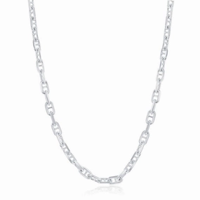 Sterling Silver Rhodium Plated 4.6mm Anchor Marina Chain, 22"