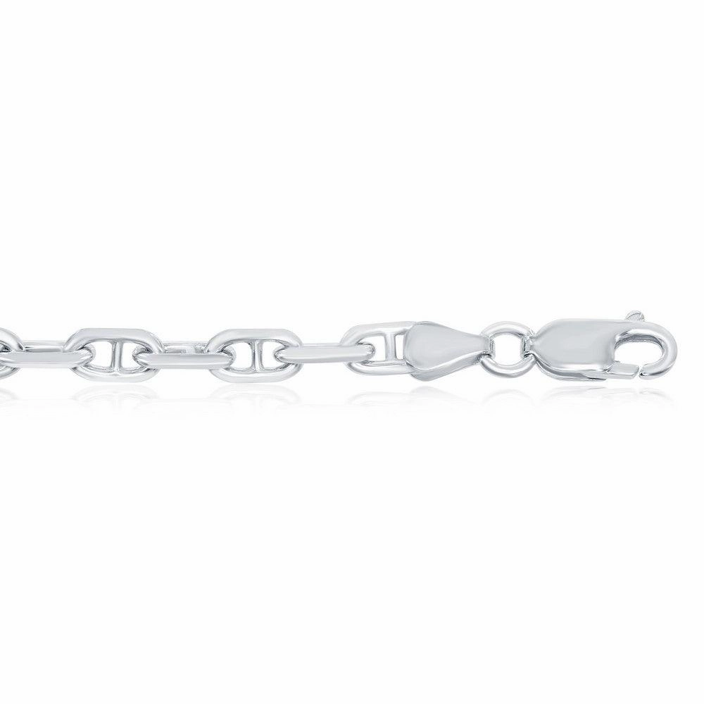 Sterling Silver Rhodium Plated 4.6mm Anchor Marina Chain, 22"