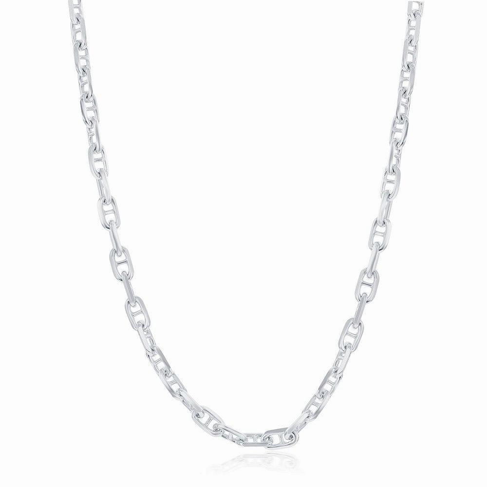 Sterling Silver Rhodium Plated 4.6mm Anchor Marina Chain, 22"