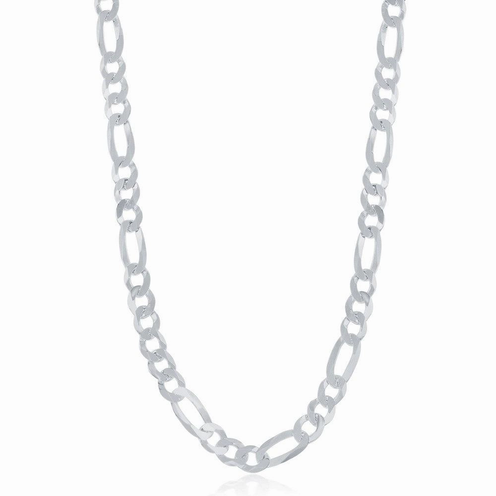 Sterling Silver Rhodium Plated 5.8mm Figaro Chain, 20"