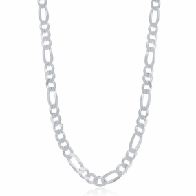 Sterling Silver Rhodium Plated 5.8mm Figaro Chain, 20"