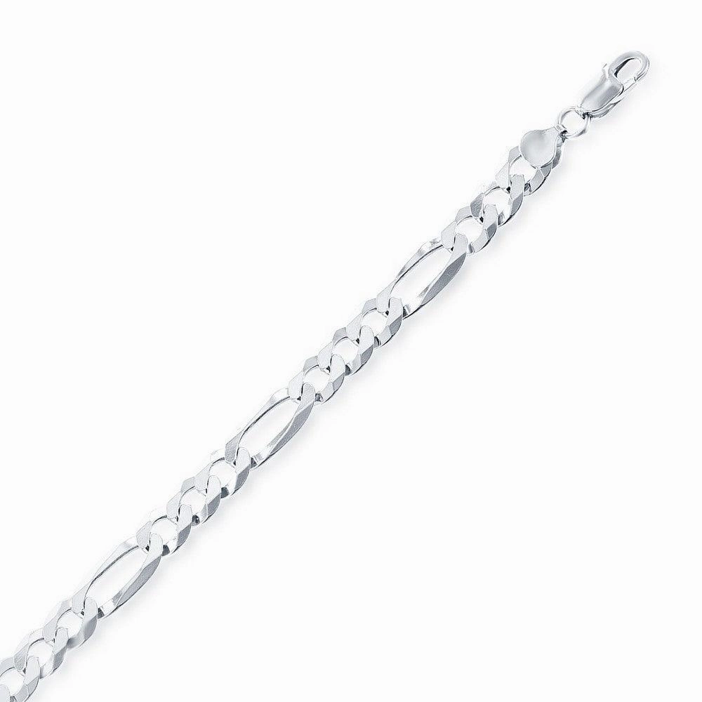 Sterling Silver Rhodium Plated 5.8mm Figaro Chain, 20"