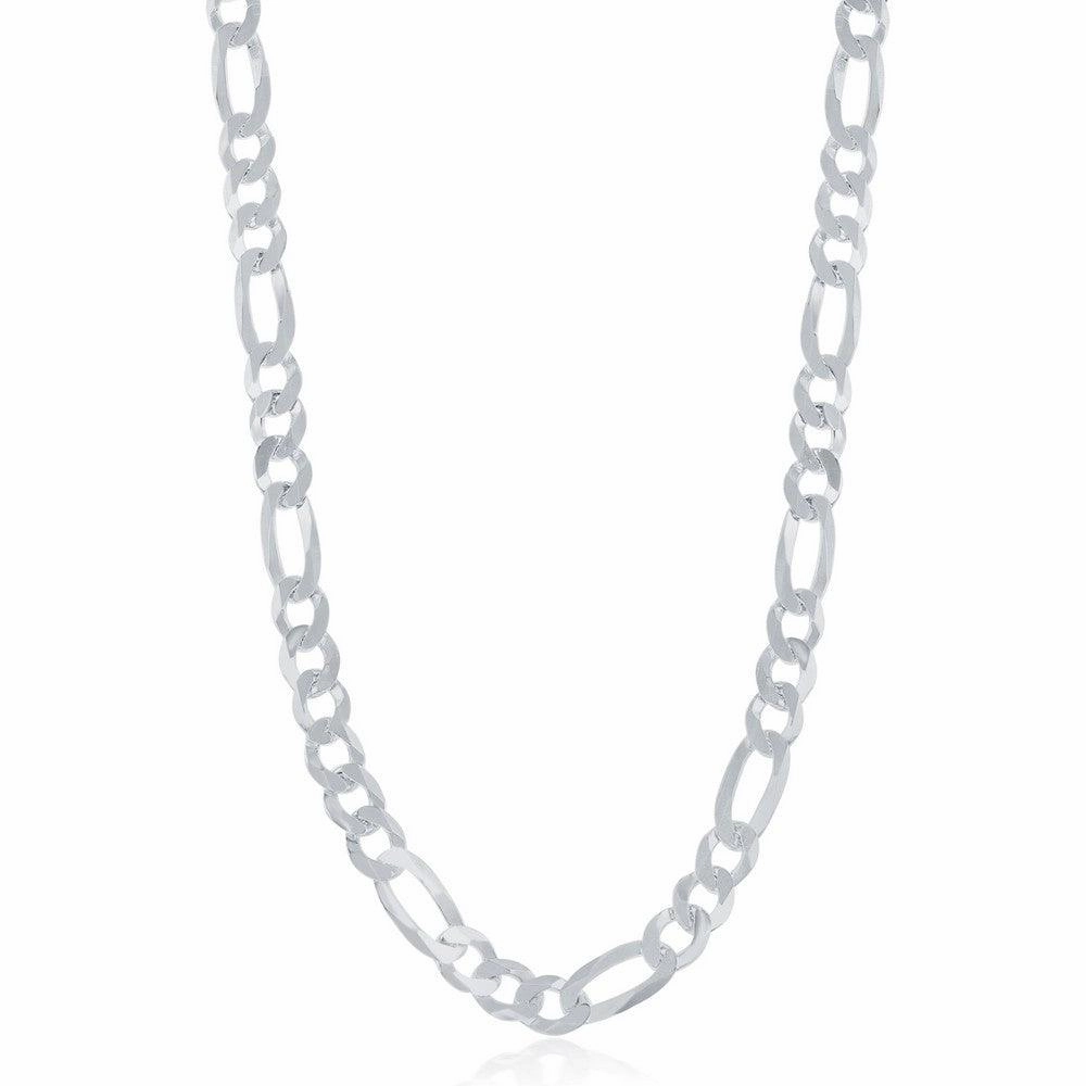 Sterling Silver Rhodium Plated 5.8mm Figaro Chain, 24