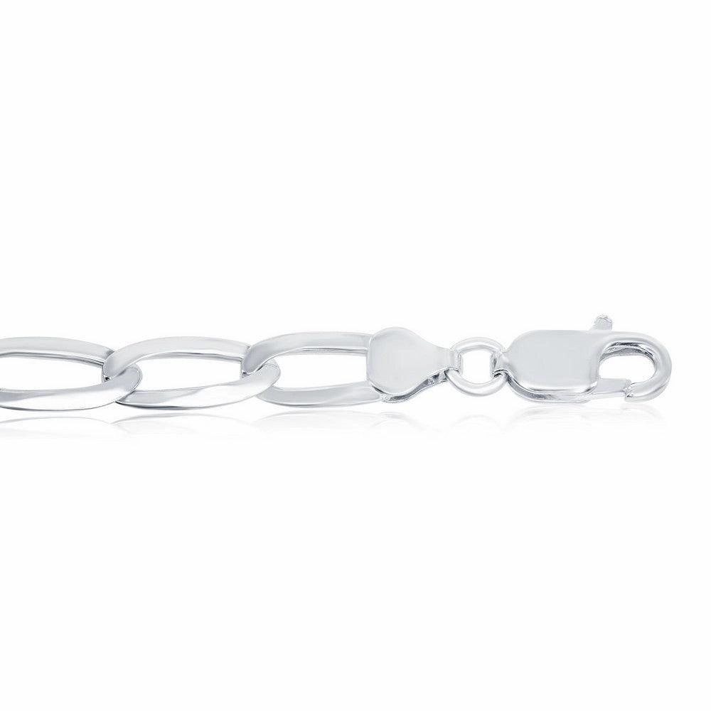Sterling Silver Rhodium Plated 7.1mm Flat Cheval Chain, 20"
