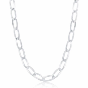 Sterling Silver Rhodium Plated 7.1mm Flat Cheval Chain, 20"