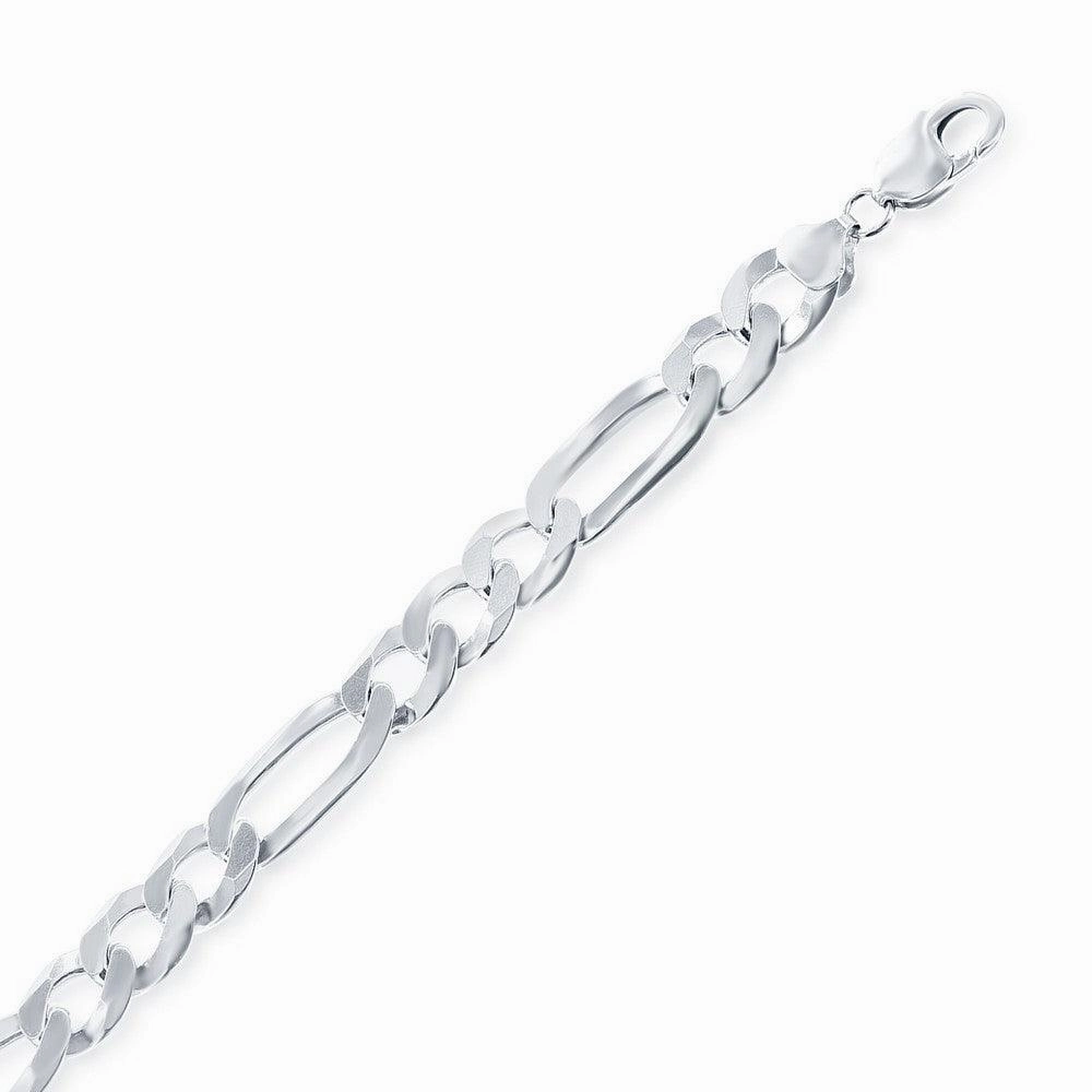 Sterling Silver Rhodium Plated 7.5mm Figaro Chain, 22"