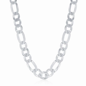 Sterling Silver Rhodium Plated 7.5mm Figaro Chain, 22"