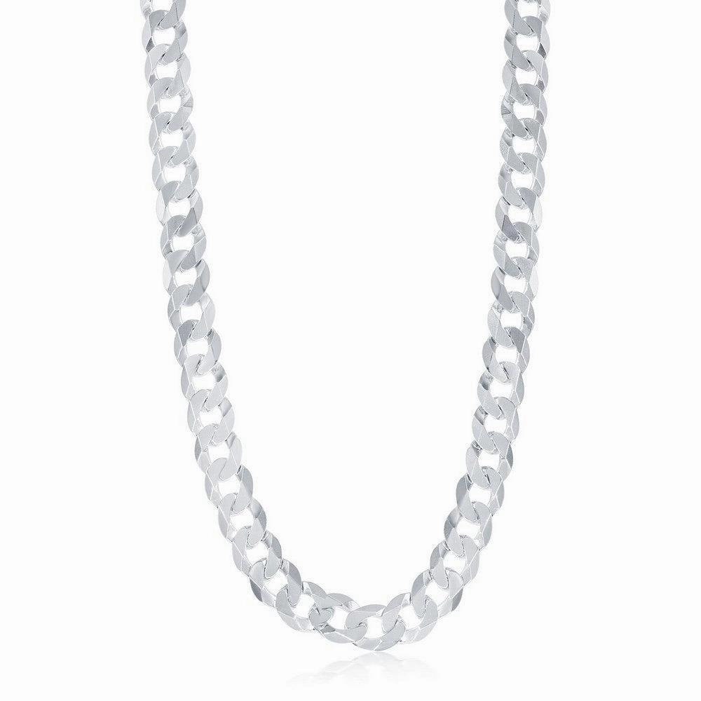 Sterling Silver Rhodium Plated 9.2mm Cuban Chain, 22