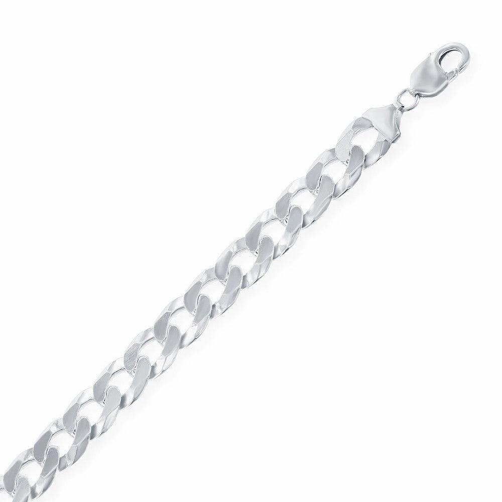 Sterling Silver Rhodium Plated 9.2mm Cuban Chain, 22