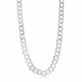 Sterling Silver Rhodium Plated 9.2mm Cuban Chain, 22