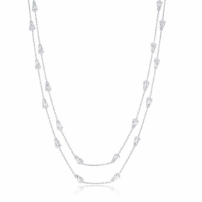 Sterling Silver Rhodium Plated Diamond-Cut Bullet Beads Chain