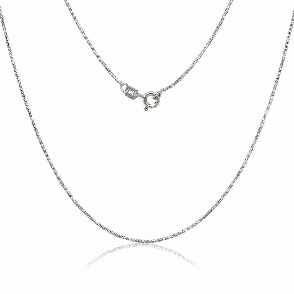 Sterling Silver Rhodium Plated Diamond Cut Snake Chain, 16"