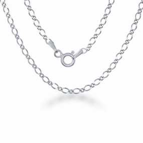 Sterling Silver Rhodium Plated Fancy Link Chain, 16"