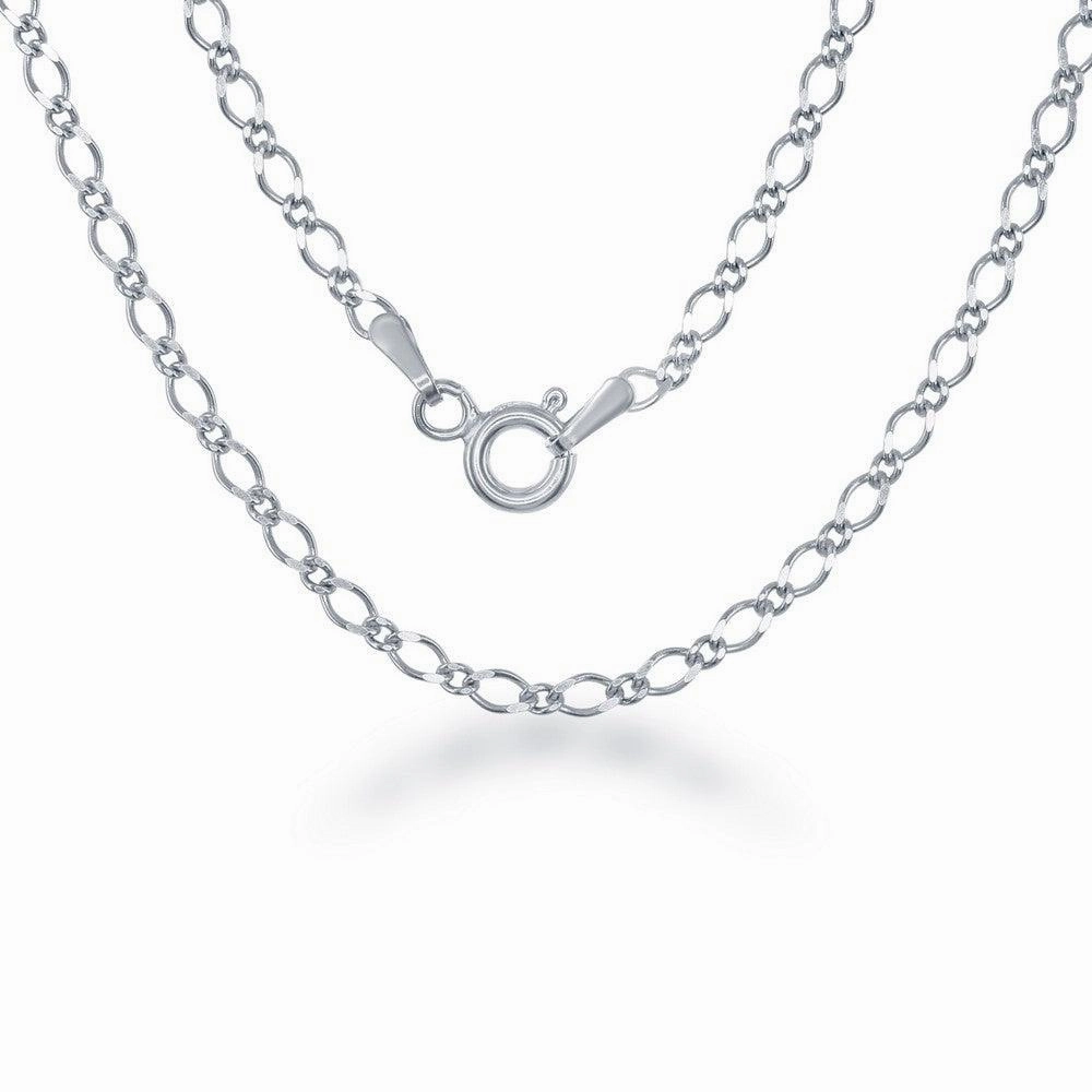 Sterling Silver Rhodium Plated Fancy Link Chain, 16"