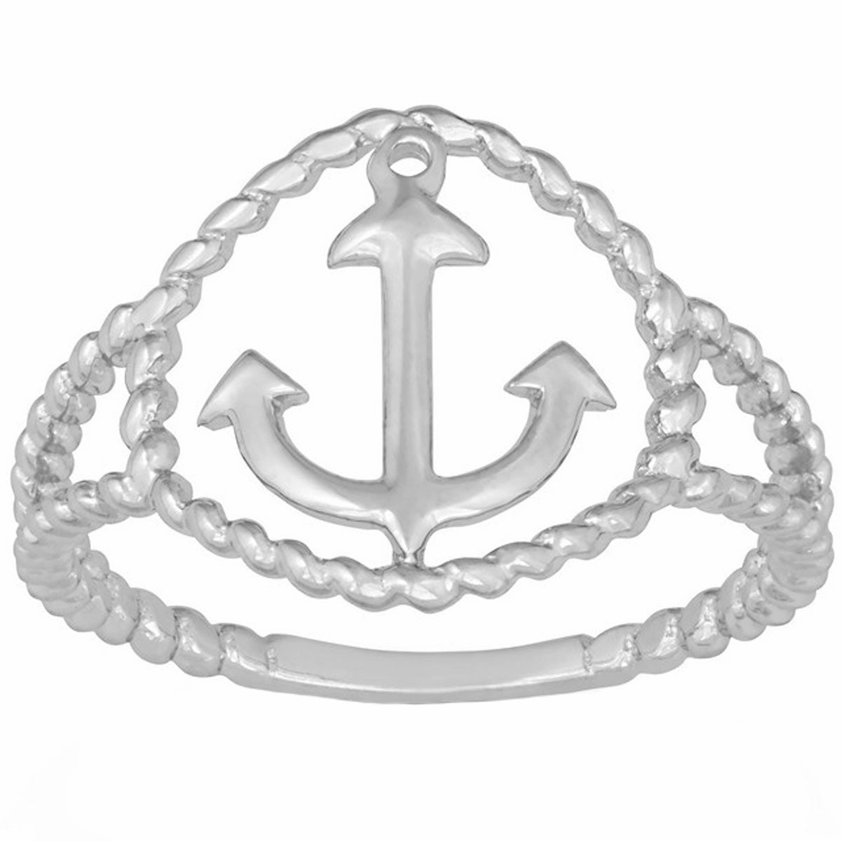 Sterling Silver Rope Design Anchor Ring - W-9860