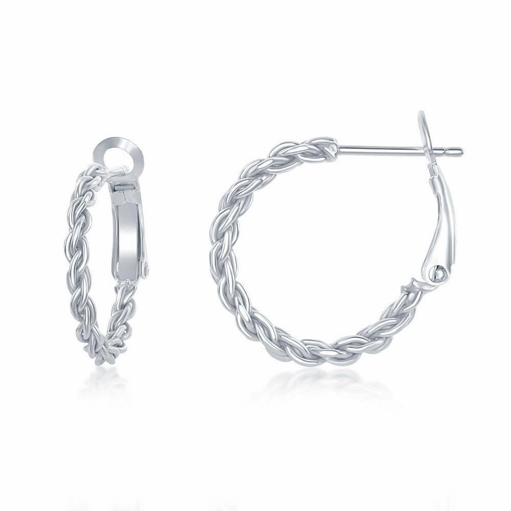 Sterling Silver Rope Design Hoop Earrings, 20 mm