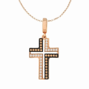 Sterling Silver Rose Gold CZ Micro Pave Open Pendant