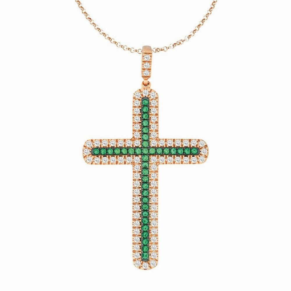 Sterling Silver Rose Gold CZ Pave Cross Pendant