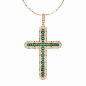 Sterling Silver Rose Gold CZ Pave Cross Pendant