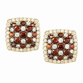 Sterling Silver Rose Gold Garnet CZ Pave Earrings